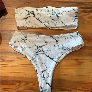 Zaful High Waisted and Bandeau marble bikini